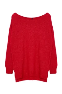 TRENDYOLMİLLA Red Woolly Boat Neck Basic Knitwear Sweater - Image 6