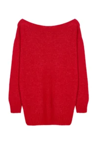 TRENDYOLMİLLA Red Woolly Boat Neck Basic Knitwear Sweater - Image 7