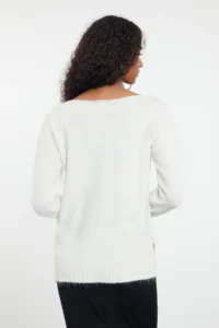 TRENDYOLMİLLA Stone Woolly Boat Neck Basic Knitwear Sweater - Image 5