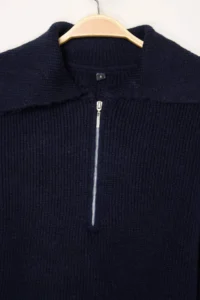 TRENDYOLMİLLA NAVY BLUE Woolly Wide Pattern Polo Shirt Collar Zippered Knitwear Sweater - Image 7