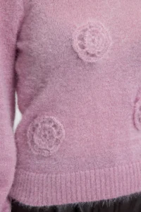 TRENDYOLMİLLA PINK Hairy Flower embroidered Knitwear Sweater - Image 4