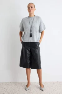 TRENDYOLMİLLA Gray Wide Pattern Soft textured Knitwear Sweater - Image 3