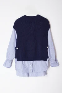 TRENDYOLMİLLA NAVY BLUE Soft textured Shirt Garnished Knitwear Sweater - Image 6