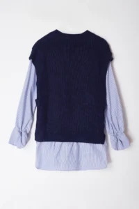TRENDYOLMİLLA NAVY BLUE Soft textured Shirt Garnished Knitwear Sweater - Image 7