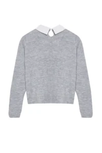 TRENDYOLMİLLA Gray Soft textured Shirt Garnished Ribbon/Bow Detailed Rocky Knitwear Sweater - Image 7