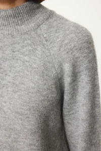 TRENDYOLMİLLA Gray Woolly High Neck Knitwear Sweater - Image 4