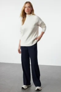TRENDYOLMİLLA Ecru Oversized Woolly Basic Knitwear Sweater - Image 2