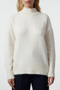 TRENDYOLMİLLA Ecru Oversized Woolly Basic Knitwear Sweater - Image 3