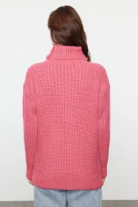 TRENDYOLMİLLA Fuchsia Wide Pattern Soft textured Basic Knitwear Sweater - Image 5