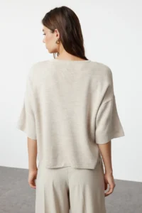 TRENDYOLMİLLA Beige Pocket Detail Knitwear Sweater - Image 5
