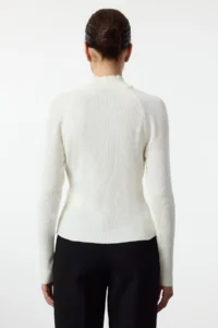 TRENDYOLMİLLA Ecru Button High Neck Detailed Thin Fitted/Bodysuit hugging Knitwear Sweater - Image 5