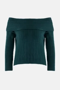 TRENDYOLMİLLA Emerald Green Soft textured Carmen Collar Knitwear Sweater - Image 7
