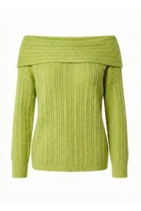TRENDYOLMİLLA Light Green Soft textured Carmen Collar Knitwear Sweater - Image 6