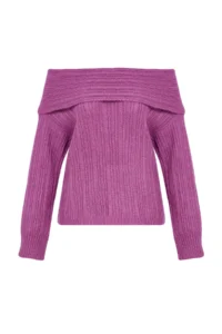 TRENDYOLMİLLA Plum Soft textured Carmen Collar Knitwear Sweater - Image 6