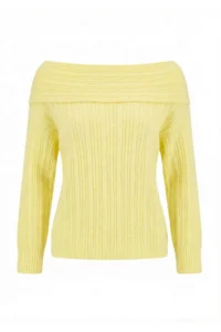TRENDYOLMİLLA Yellow Soft textured Carmen Collar Knitwear Sweater - Image 5