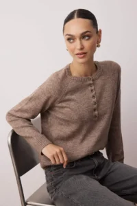 TRENDYOLMİLLA Mink Soft textured Button Detailed Knitwear Sweater