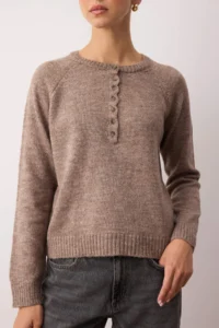 TRENDYOLMİLLA Mink Soft textured Button Detailed Knitwear Sweater - Image 3