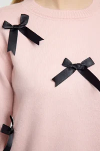 TRENDYOLMİLLA PINK Soft textured Ribbon/Bow Detailed Knitwear Sweater - Image 4