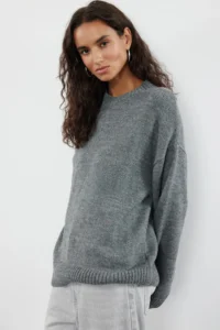 TRENDYOLMİLLA Anthracite Wide Pattern Soft textured Knitwear Sweater - Image 4