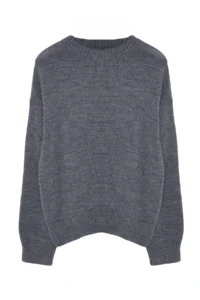 TRENDYOLMİLLA Anthracite Wide Pattern Soft textured Knitwear Sweater - Image 8
