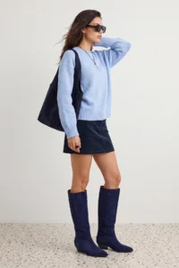 TRENDYOLMİLLA BLUE Wide Pattern Soft textured Knitwear Sweater - Image 2
