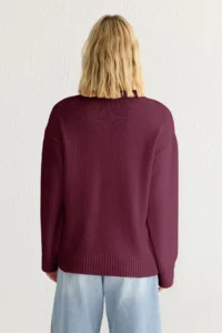 TRENDYOLMİLLA Burgundy Wide Pattern Soft textured Knitwear Sweater - Image 6