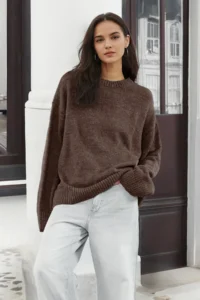 TRENDYOLMİLLA Mink Wide Pattern Soft Textured Knitwear Sweater - Image 2
