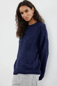 TRENDYOLMİLLA NAVY BLUE Wide Pattern Soft textured Knitwear Sweater - Image 3