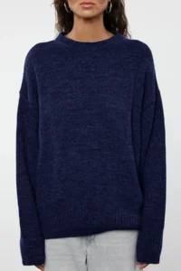 TRENDYOLMİLLA NAVY BLUE Wide Pattern Soft textured Knitwear Sweater - Image 5