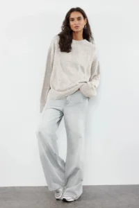 TRENDYOLMİLLA Stone Wide Pattern Soft textured Knitwear Sweater - Image 4