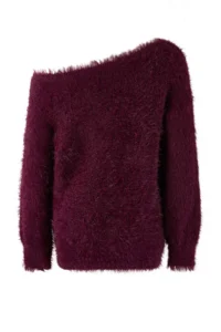 TRENDYOLMİLLA Plum Hairy Wide Pattern Turndown collar Knitwear Sweater - Image 9