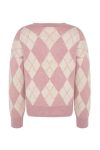 TRENDYOLMİLLA Dusty ROSE Soft textured Wide Pattern Baklava Knitwear Sweater - Image 7
