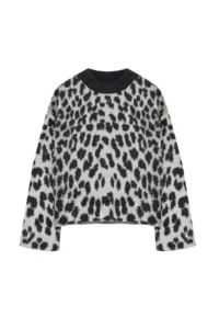 TRENDYOLMİLLA Anthracite Soft textured Leopard Patterned Knitwear Sweater - Image 6