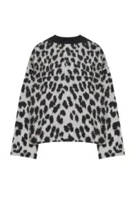 TRENDYOLMİLLA Anthracite Soft textured Leopard Patterned Knitwear Sweater - Image 7