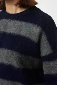 TRENDYOLMİLLA NAVY BLUE Soft textured Wide Pattern Knitwear Sweater - Image 4