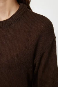 TRENDYOLMİLLA Brown Wide Pattern Soft textured Knitwear Sweater - Image 6