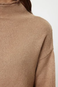 TRENDYOLMİLLA More Sustainable Mink Soft textured Wide Pattern High Neck Knitwear Sweater - Image 4