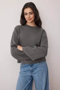 TRENDYOLMİLLA Anthracite More Sustainabe Basic Knitwear Sweater