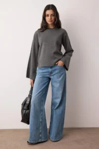 TRENDYOLMİLLA Anthracite More Sustainabe Basic Knitwear Sweater - Image 2