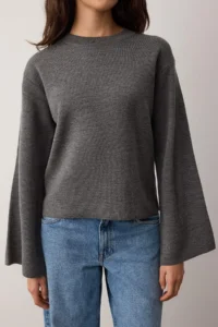 TRENDYOLMİLLA Anthracite More Sustainabe Basic Knitwear Sweater - Image 3