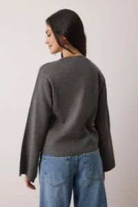 TRENDYOLMİLLA Anthracite More Sustainabe Basic Knitwear Sweater - Image 4