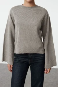 TRENDYOLMİLLA More Sustainable Stone Basic Knitwear Sweater - Image 3