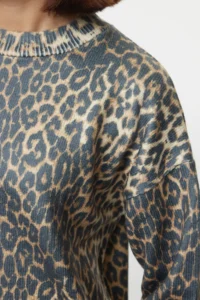 TRENDYOLMİLLA Black Leopard pattern Printed Soft textured Knitwear Sweater - Image 4