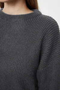 TRENDYOLMİLLA Anthracite Wide Pattern Tire Braided Soft textured Knitwear Sweater - Image 4