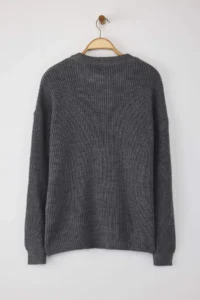 TRENDYOLMİLLA Anthracite Wide Pattern Tire Braided Soft textured Knitwear Sweater - Image 7