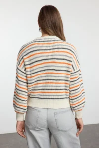 TRENDYOLMİLLA Stone Basic Striped Soft textured Color Blocked Knitwear Sweater - Image 5