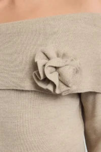 TRENDYOLMİLLA Mink ROSE Detailed Carmen Collar Knitwear Sweater - Image 4