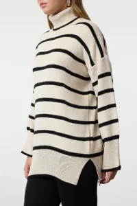 TRENDYOLMİLLA Stone Striped Wide Pattern LONG Length Knitwear Sweater - Image 4