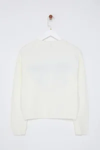 TRENDYOLMİLLA Ecru Soft textured Ribbon Patterned Knitwear Sweater - Image 7