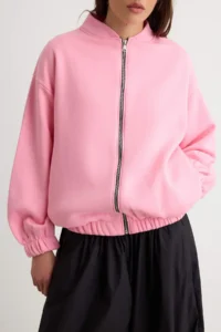 TRENDYOLMİLLA Light PINK Zippered Oversized/Wide Pattern Thick Fleece Inside Knitting Cardigan/Sweatshirt - Image 3